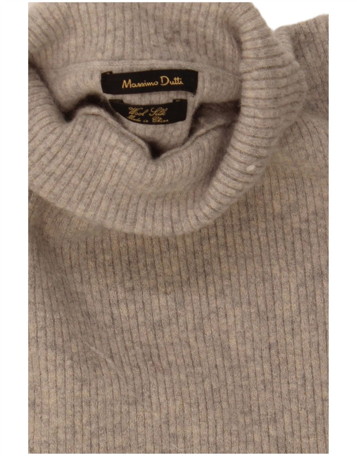 Massimo Dutti Γυναικείο πουλόβερ με ρολό λαιμόκοψη UK 12 μεσαίο γκρι μαλλί