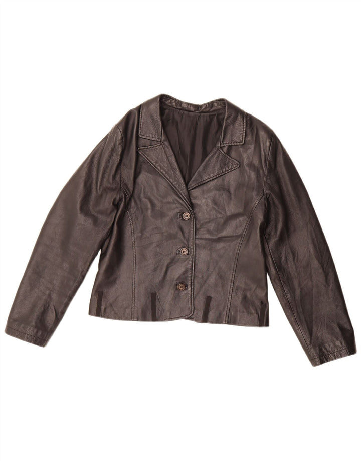 Conbipel Γυναικείο δερμάτινο σακάκι με 3 κουμπιά UK 14 Medium Black