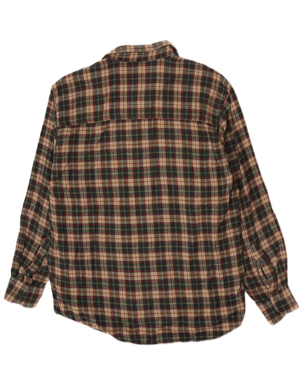 Follie Mens Flannel Shirt Large Green Plaid Cotton