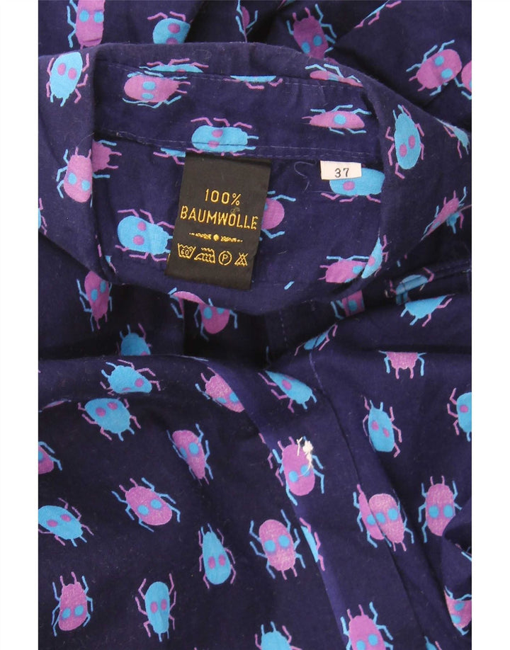 Ανδρικό πουκάμισο Vintage Abstract Pattern Μέγεθος 37 Small Navy Blue από βαμβάκι