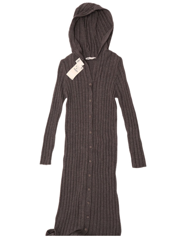 Zara Γυναικείο φόρεμα με κουκούλα UK 10 Small Grey Nylon