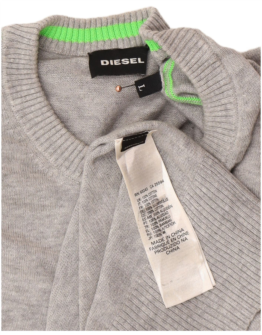 Ανδρικό πουλόβερ DIESEL Graphic Crew Neck Jumper μεγάλο γκρι βαμβακερό