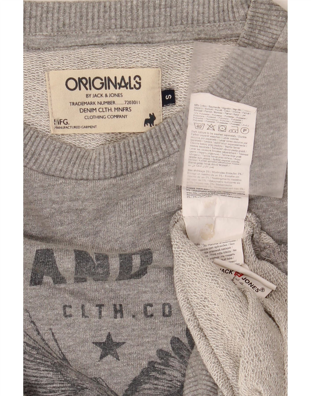 Jack & Jones Ανδρικό γραφικό φούτερ Jumper Μικρό γκρι βαμβακερό