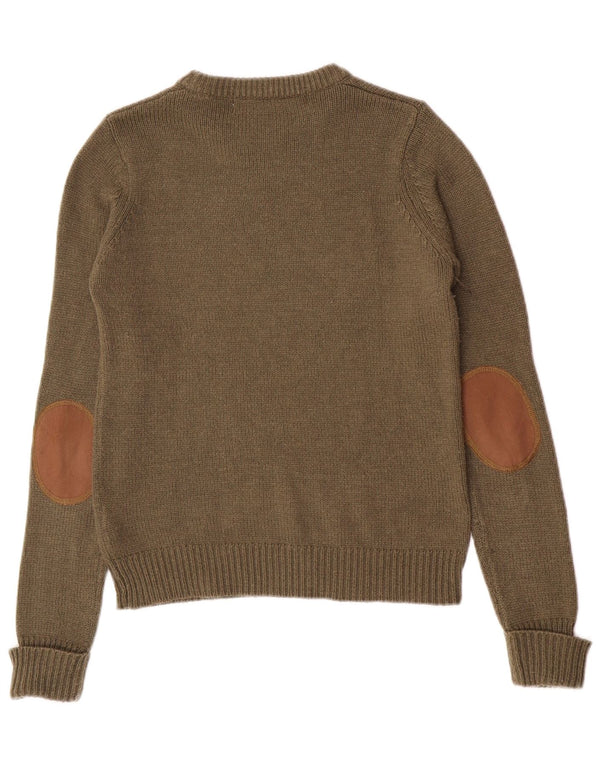 Zara Γυναικείο πουλόβερ με λαιμόκαυστο UK 12 Medium Khaki Acrylic