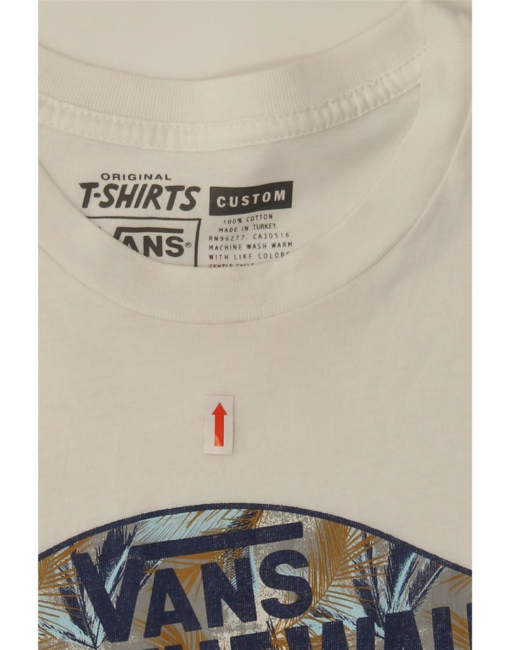 VANS Mens Custom Fit Graphic T-Shirt Top Small White Cotton Vintage Vans and Second-Hand Vans from Messina Hembry 