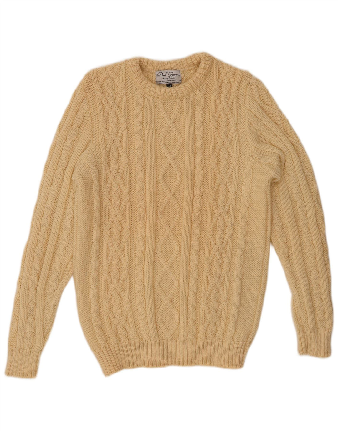 PAUL JAMES Ανδρικό πουλόβερ με λαιμόκαυστο με μεσαίο μπεζ μαλλί