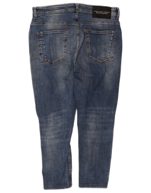 ZARA Mens Distressed Tapered Jeans EU 40 Medium W31 L22 Blue