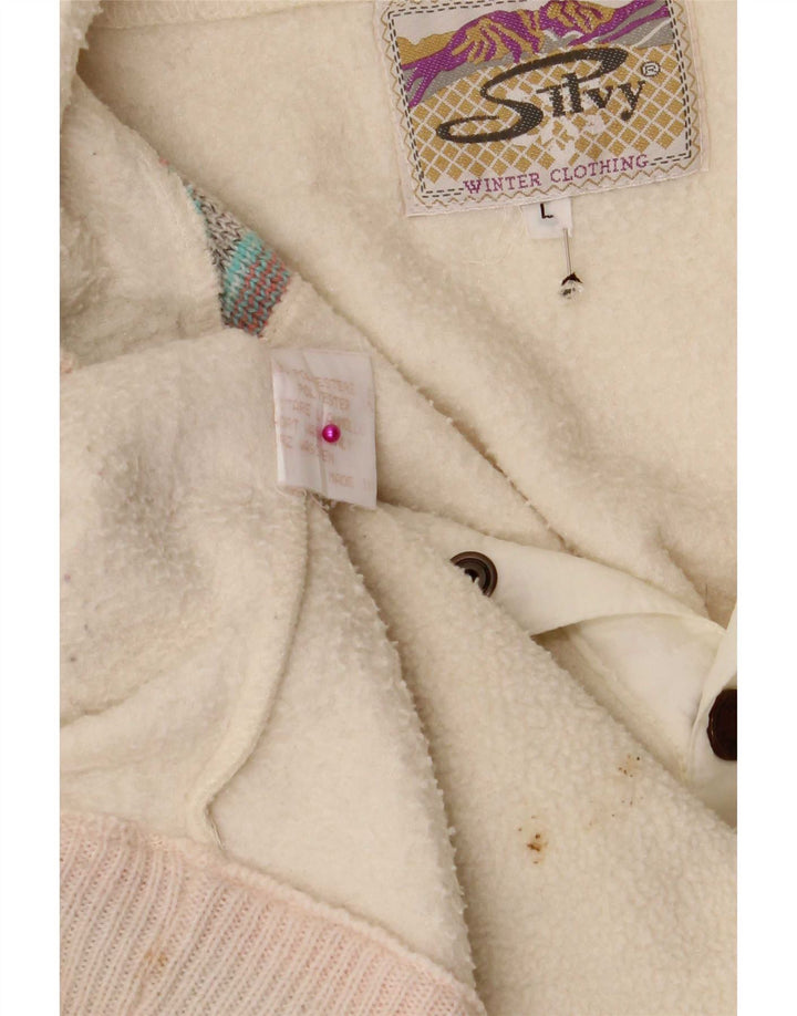 Silvy Ανδρικό κουμπιά με λαιμό Fleece Jumper Large Off White Fair Isle Polyester