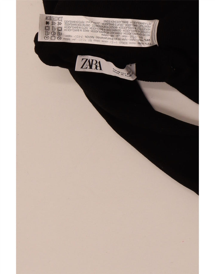 Zara γυναικείο πουλόβερ με ρολό λαιμόκοψη UK 12 μεσαία μαύρη βισκόζη