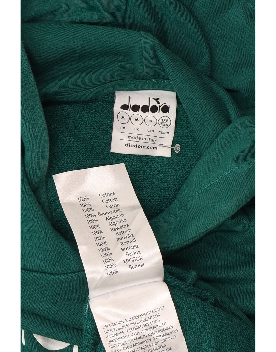 Ανδρικό γραφικό κουκούλα Diadora, μεσαίο πράσινο βαμβακερό