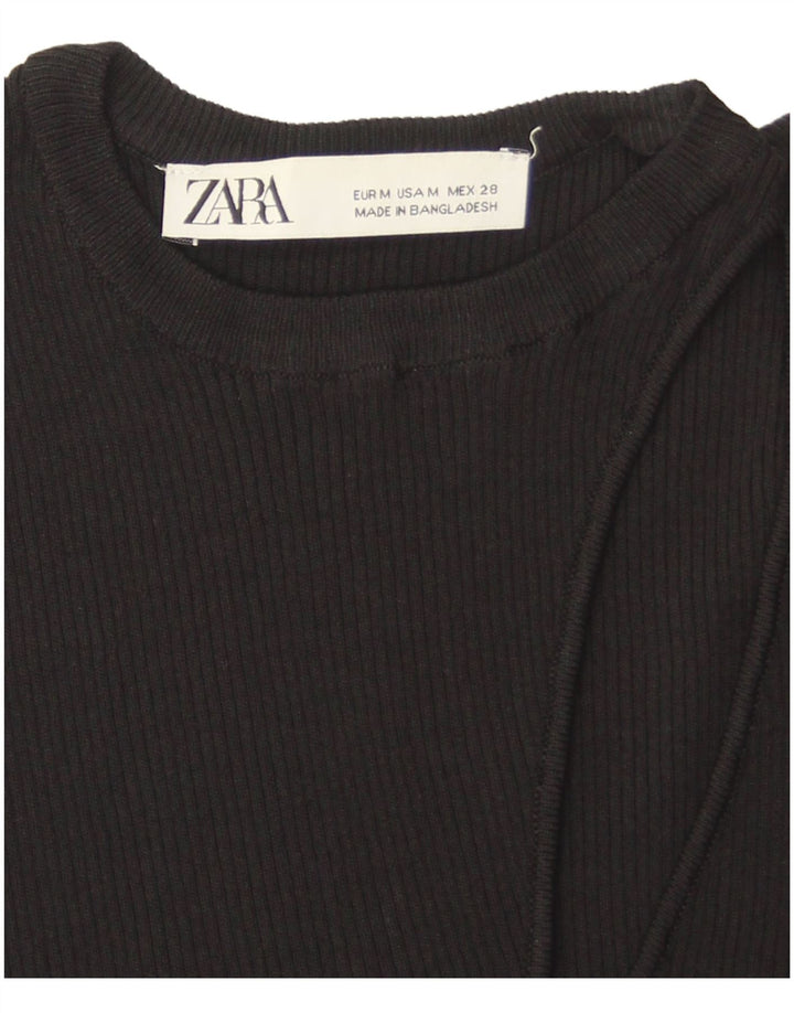 Zara Γυναικείο Γιλέκο Crop UK 12 Medium Black
