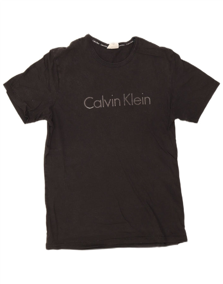 Ανδρικό γραφικό μπλουζάκι Calvin Klein Τοπ μεσαίο μαύρο βαμβακερό