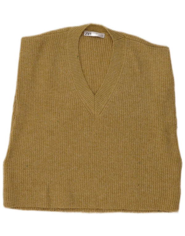 Zara Γυναικείο Γιλέκο Tank Top UK 10 Small Yellow Polyester