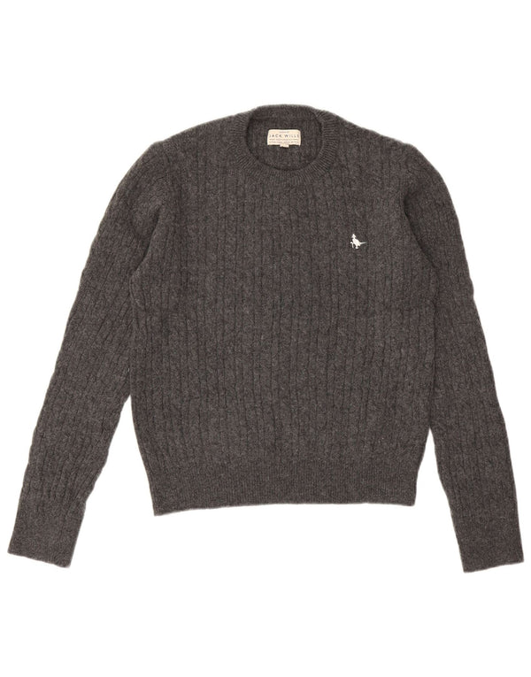 Jack Wills Γυναικείο πουλόβερ με λαιμόκοψη Crop Crew UK 14 Large Grey Wool
