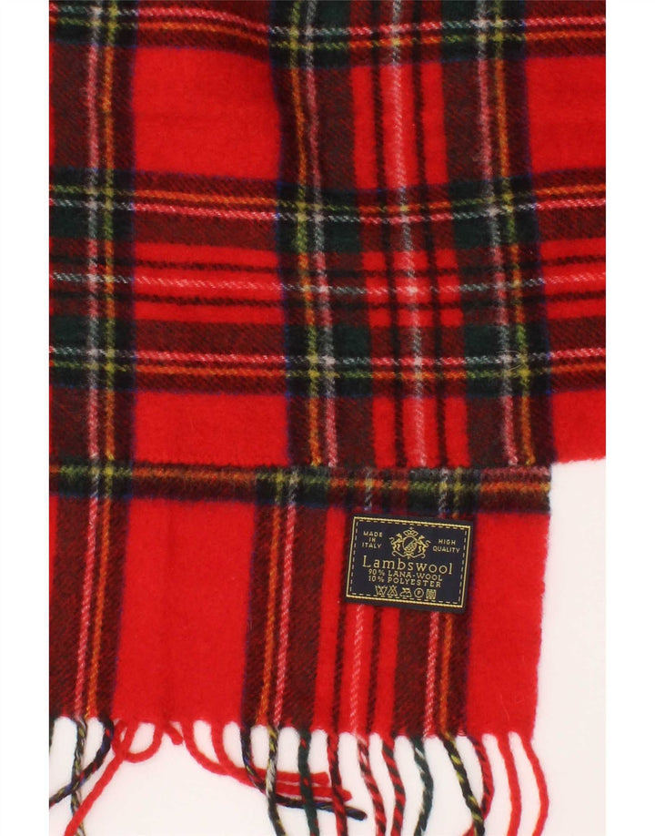Vintage Γυναικείο Ορθογώνιο Φουλάρι One Size L53 Κόκκινο καρό παρθένο μαλλί