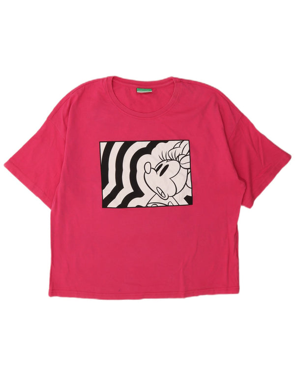 Benetton Γυναικείο T-Shirt Disney Graphic Top UK 16 Large Pink