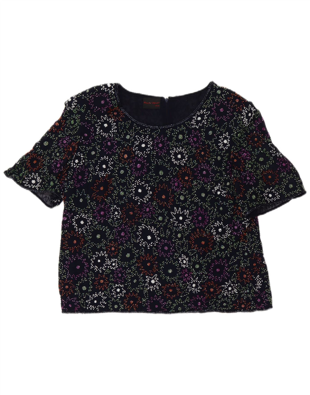 Frank Usher Γυναικεία Μπλούζα Τοπ UK 20 2XL Navy Blue Floral Polyester