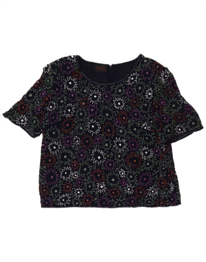 Frank Usher Γυναικεία Μπλούζα Τοπ UK 20 2XL Navy Blue Floral Polyester