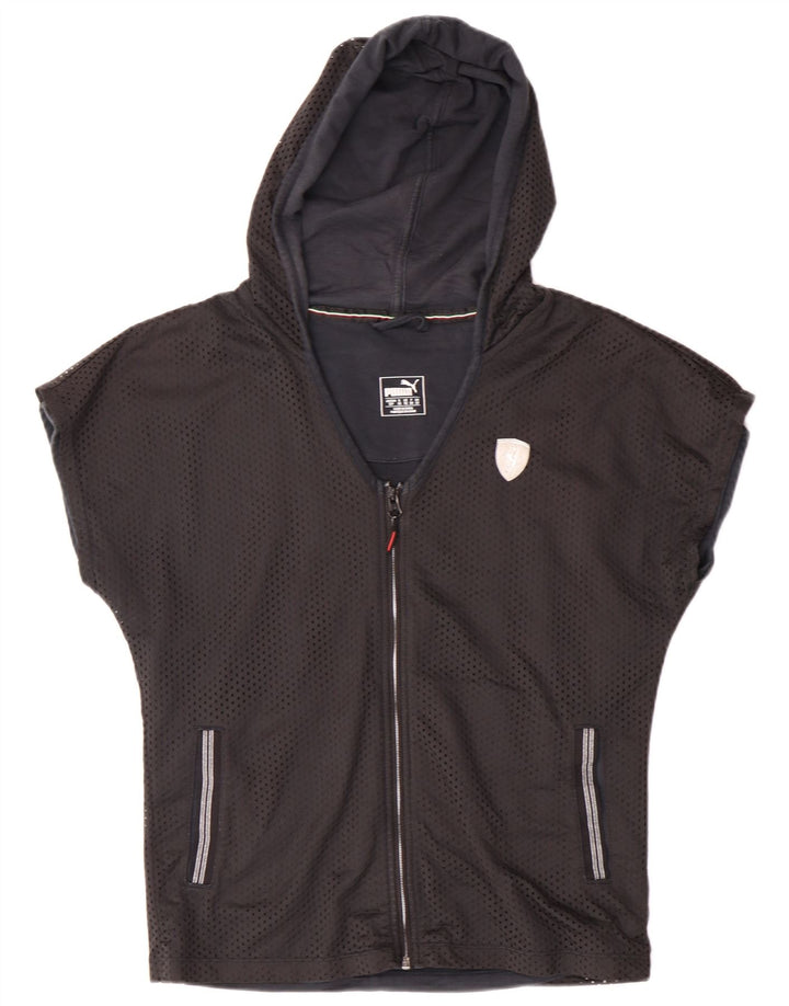 Puma γυναικεία φόρμα αθλητικής φόρμας με κουκούλα και κοντό μανίκι Top Jacket UK 10 Small Black