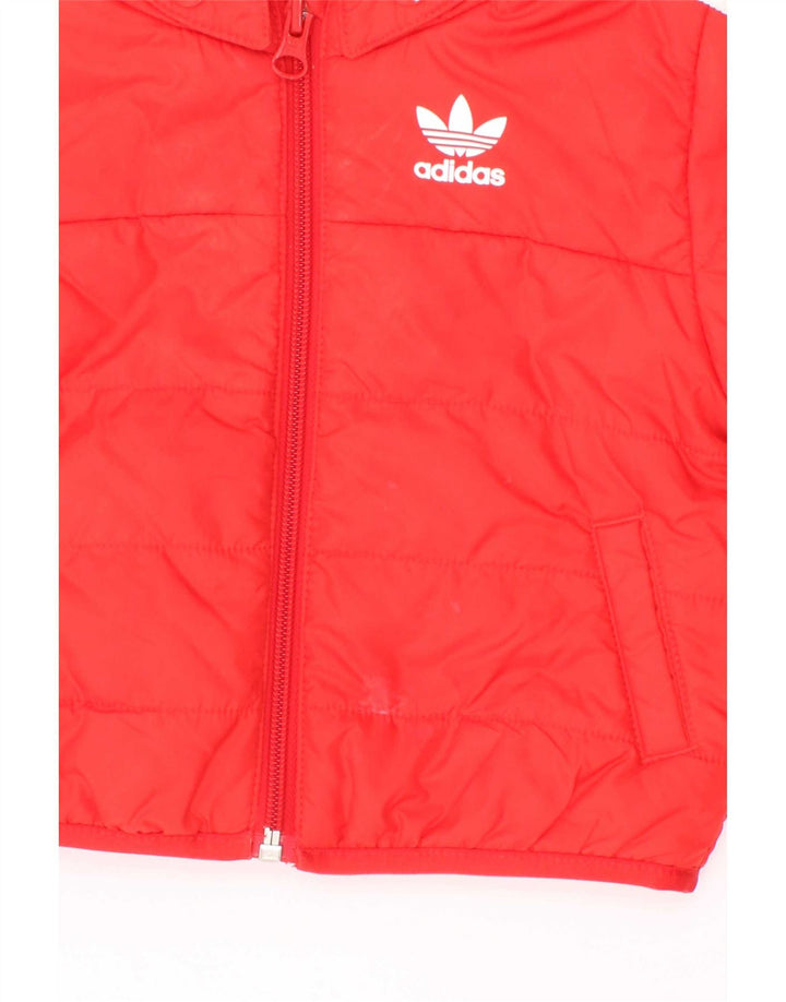 Μπουφάν Adidas Baby Boys με κουκούλα με επένδυση 3-6 μηνών κόκκινο πολυεστέρα