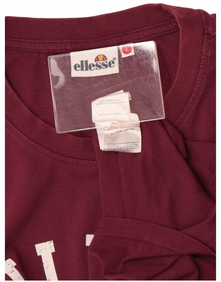 Ανδρικό γραφικό T-Shirt Ellesse Top Large Maroon Βαμβακερό