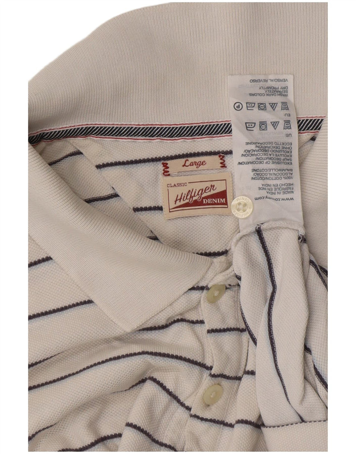 TOMMY HILFIGER Ανδρικό πουκάμισο κλασικό πόλο μεγάλο λευκό βαμβακερό ριγέ