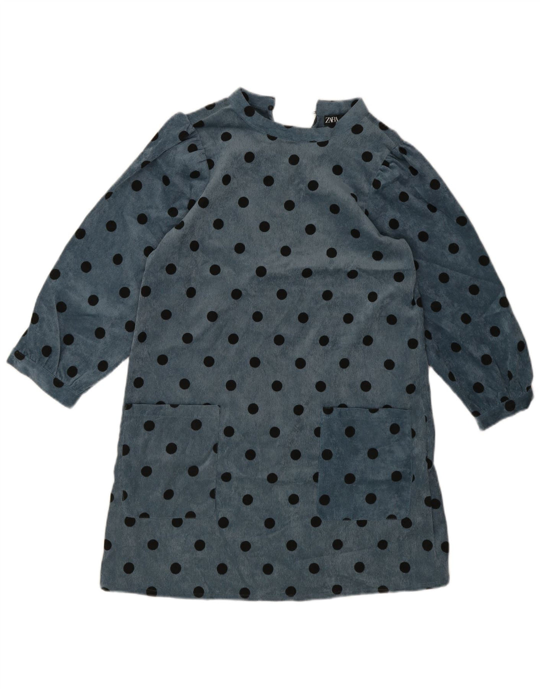 Zara γυναικείο μακρυμάνικο φόρεμα UK 10 Small Blue Pot Polyester