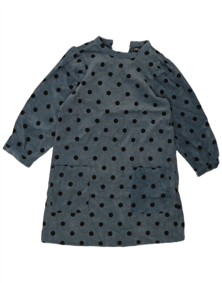 Zara γυναικείο μακρυμάνικο φόρεμα UK 10 Small Blue Pot Polyester
