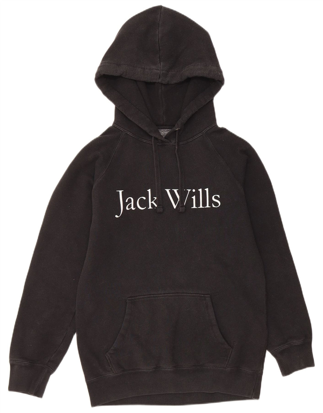 JACK WILLS Γυναικείο υπερμεγέθη γραφικό μπλουζάκι με κουκούλα UK 6 XS μαύρο βαμβακερό