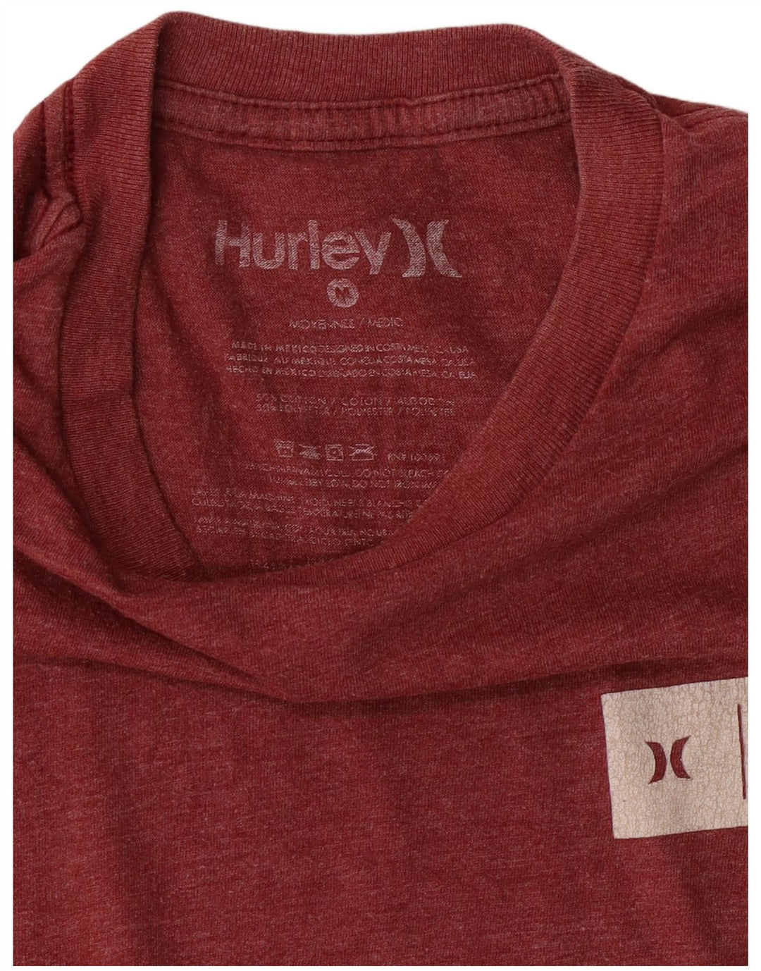 Ανδρικό T-shirt Hurley, μεσαίο βαμβακερό μπορντό