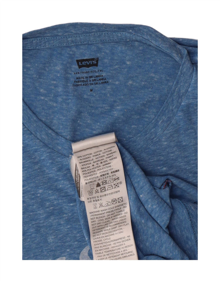 LEVI'S Mens Graphic T-Shirt Top Medium Blue Flecked Cotton