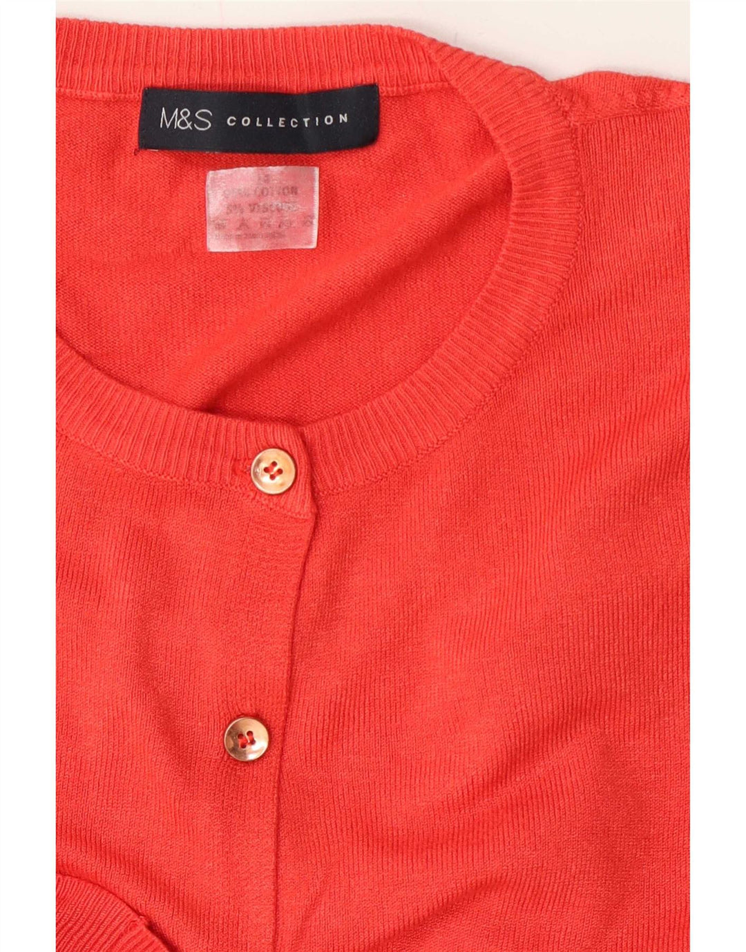 Marks & Spencer Γυναικείο πουλόβερ ζακέτα με κανονική εφαρμογή UK 12 μεσαίο κόκκινο βαμβακερό