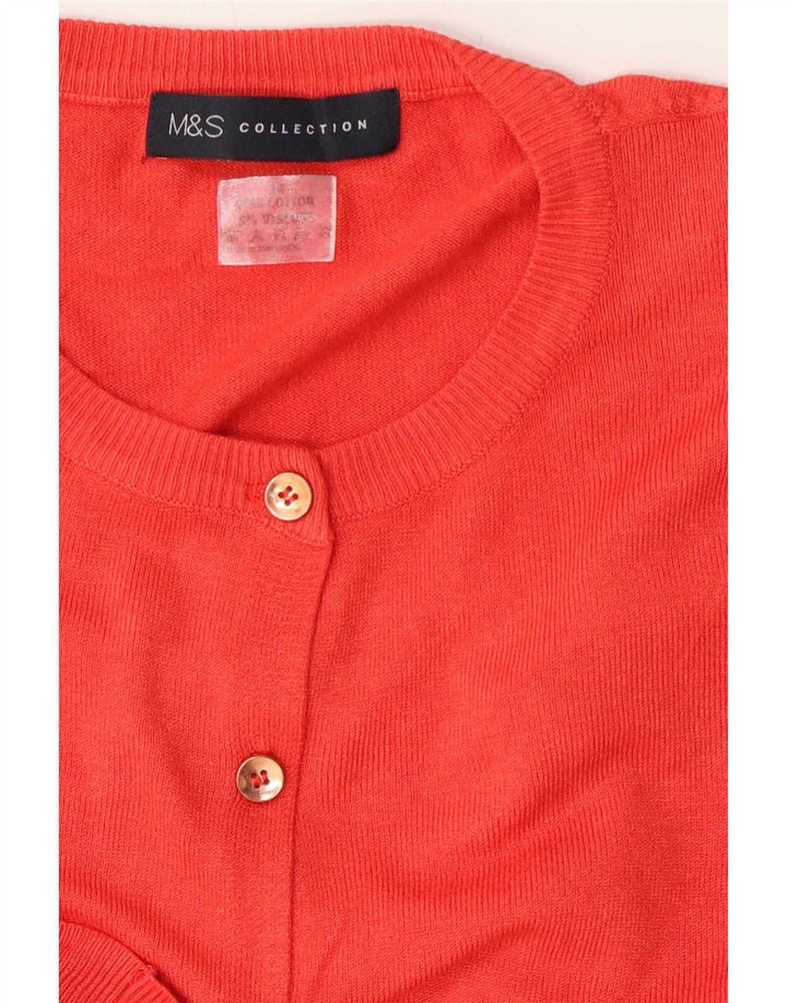 Marks & Spencer Γυναικείο πουλόβερ ζακέτα με κανονική εφαρμογή UK 12 μεσαίο κόκκινο βαμβακερό