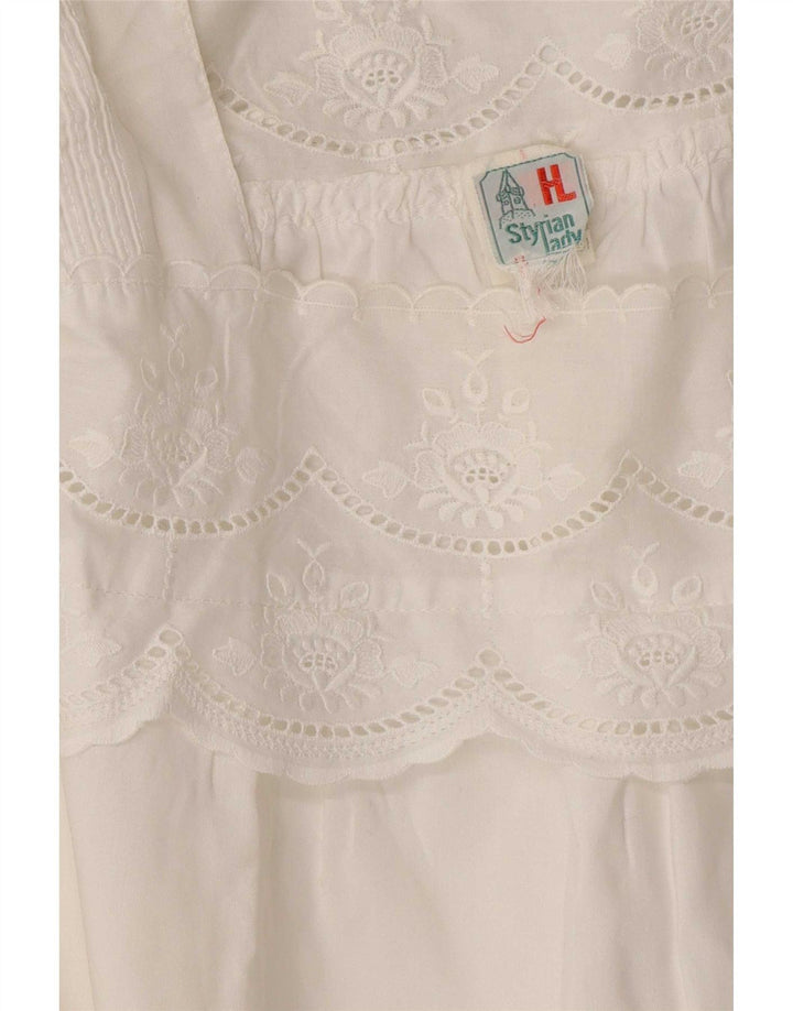 Vintage γυναικεία μπλούζα τοπ UK 16 Large White Floral