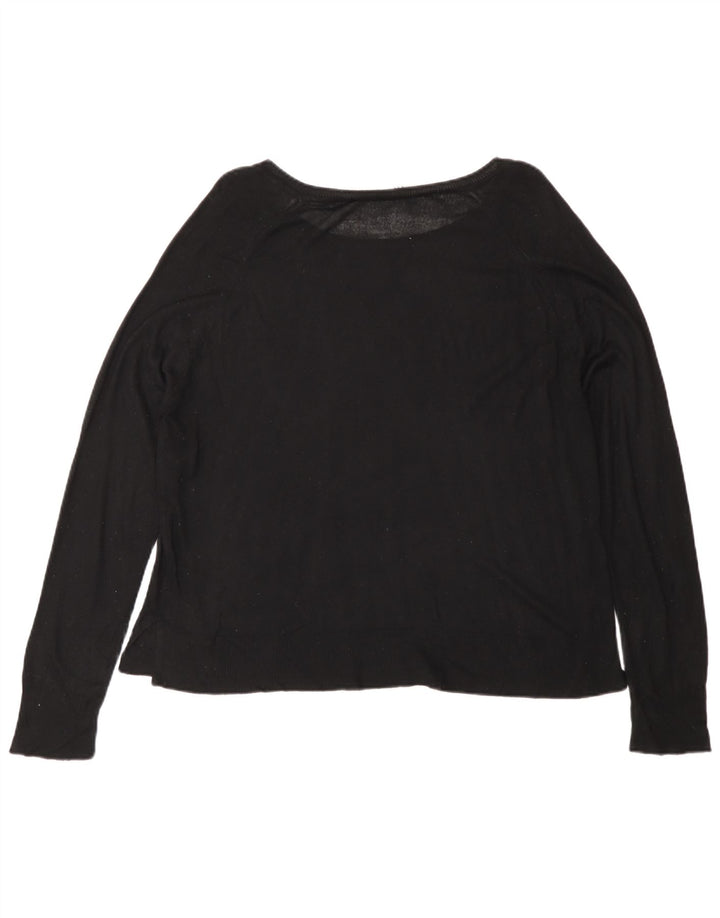 Zara Γυναικείο πουλόβερ με λαιμόκοψη UK 14 Medium Μαύρο