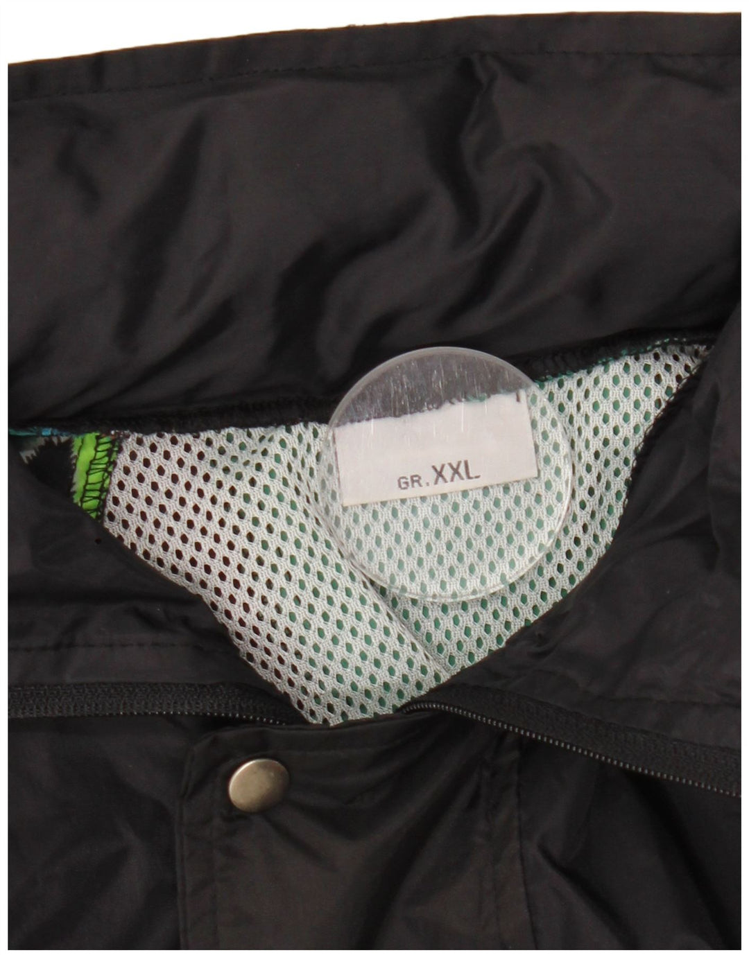 VINTAGE Ανδρικό μπουφάν βροχής με κουκούλα UK 44 2XL Μαύρο γεωμετρικό