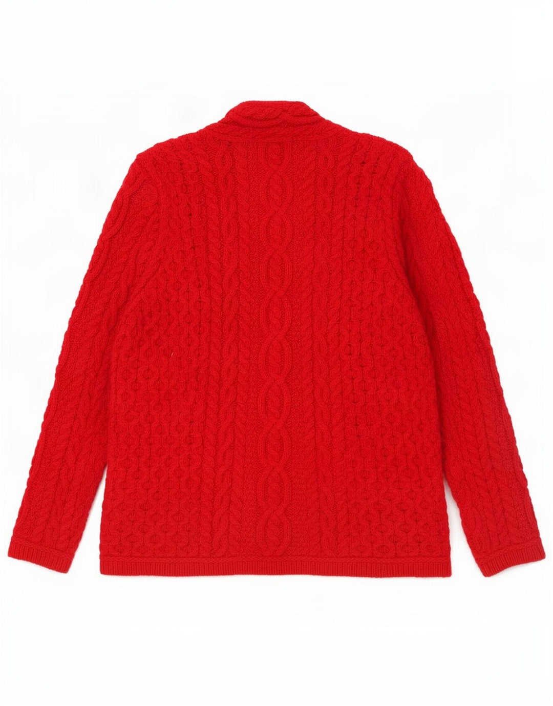 Γυναικείο πουλόβερ με ζακέτα Aran Crafts UK 14 μεσαίο κόκκινο μαλλί μερινό