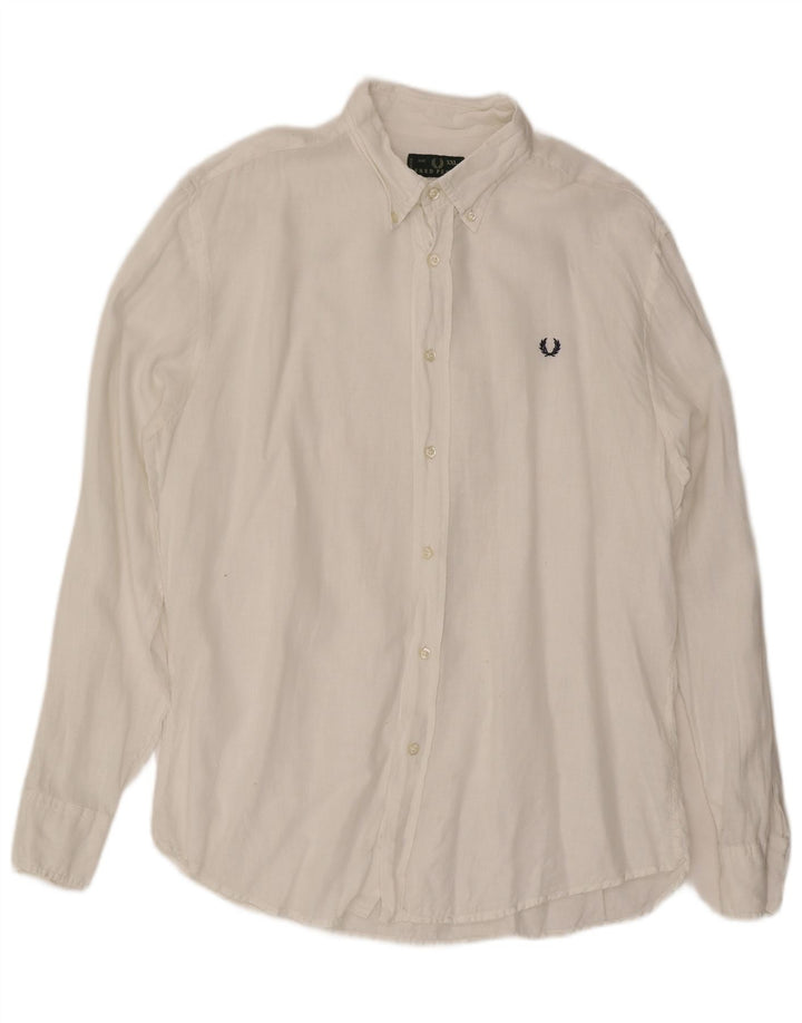 Fred Perry Ανδρικό Πουκάμισο 2XL Λευκό Λινό