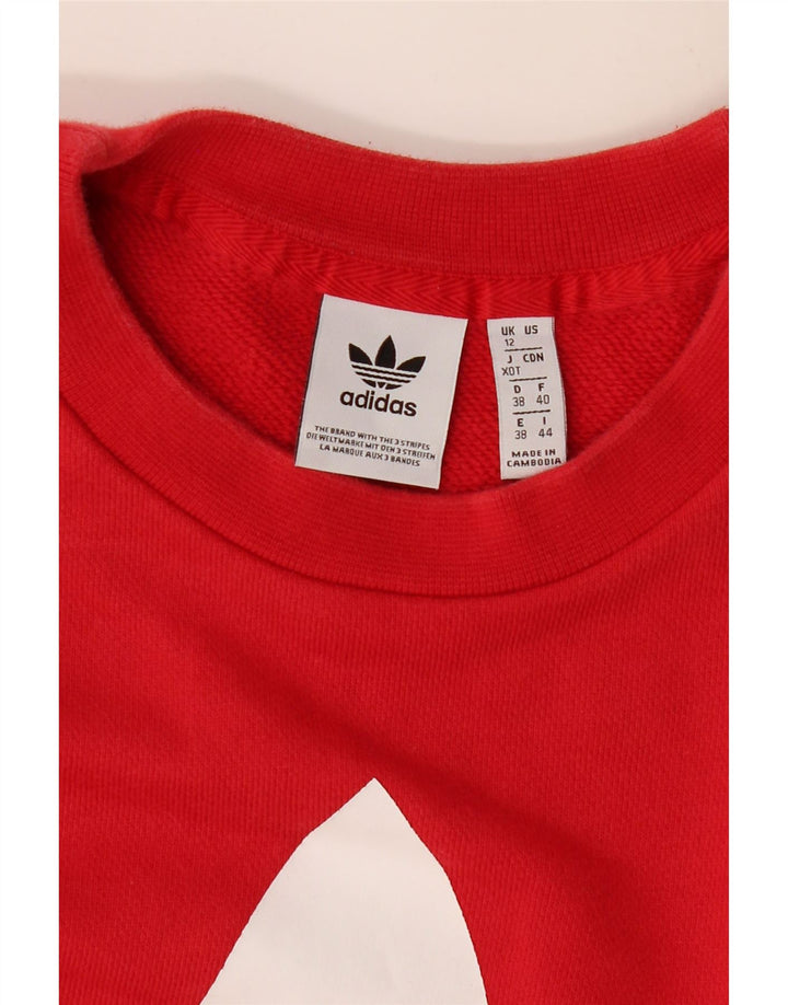 Γυναικείο γραφικό φούτερ ADIDAS Jumper UK 12 μεσαίο κόκκινο βαμβακερό
