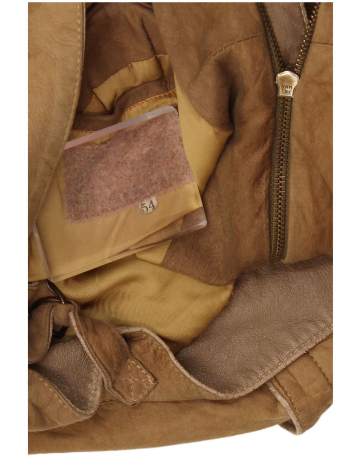 Vintage Ανδρικό Δερμάτινο Μπουφάν UK 40 Large Beige