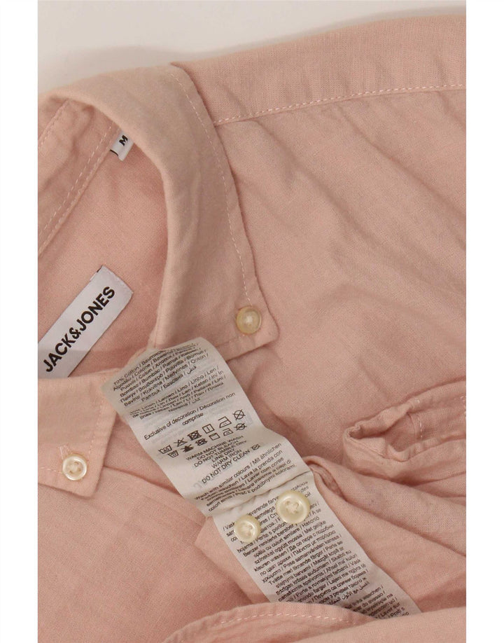 Ανδρικό πουκάμισο Jack & Jones με κοντό μανίκι, μεσαίο ροζ βαμβακερό
