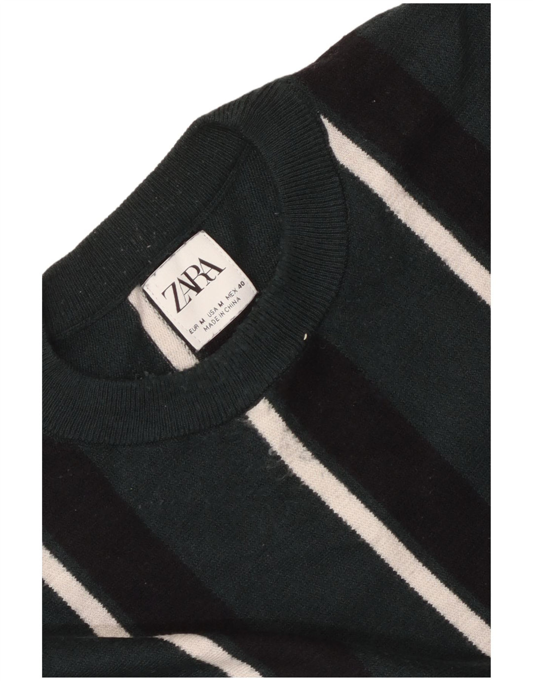 Ανδρικό πουλόβερ Zara Crew Neck Jumper Μεσαίο πράσινο ριγέ