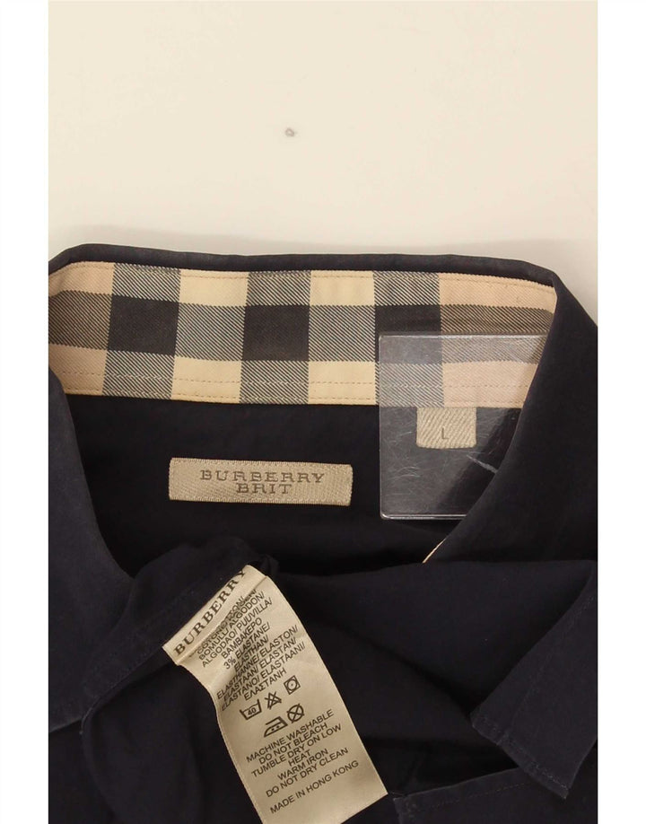 Burberry Ανδρικό πουκάμισο BRIT Μεγάλο Βαμβακερό Ναυτικό Μπλε