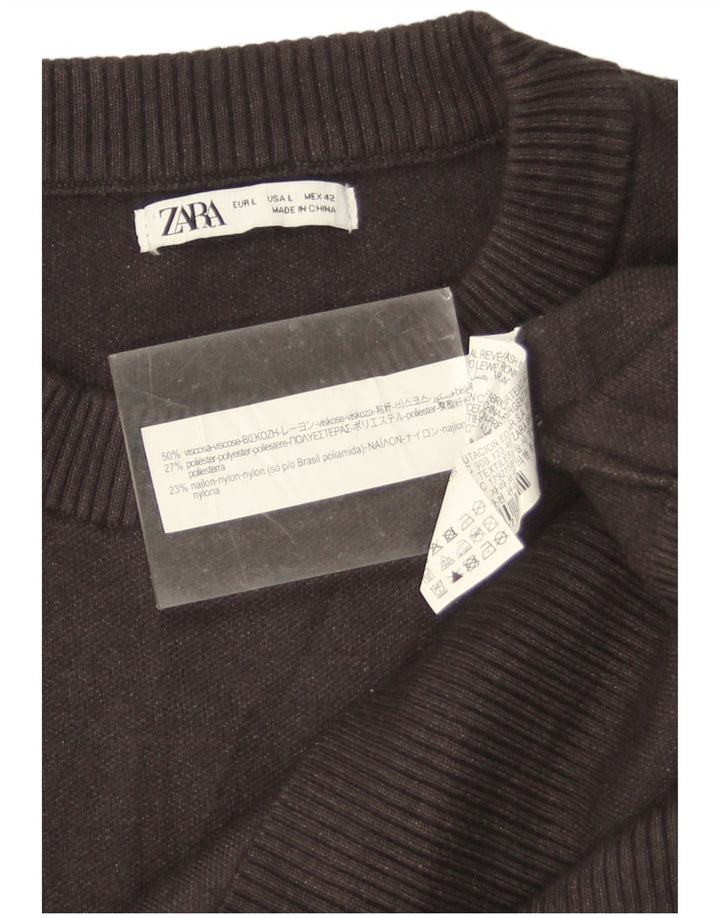 Ανδρικό πουλόβερ Zara Crew Neck Jumper Μεγάλη γκρι βισκόζη