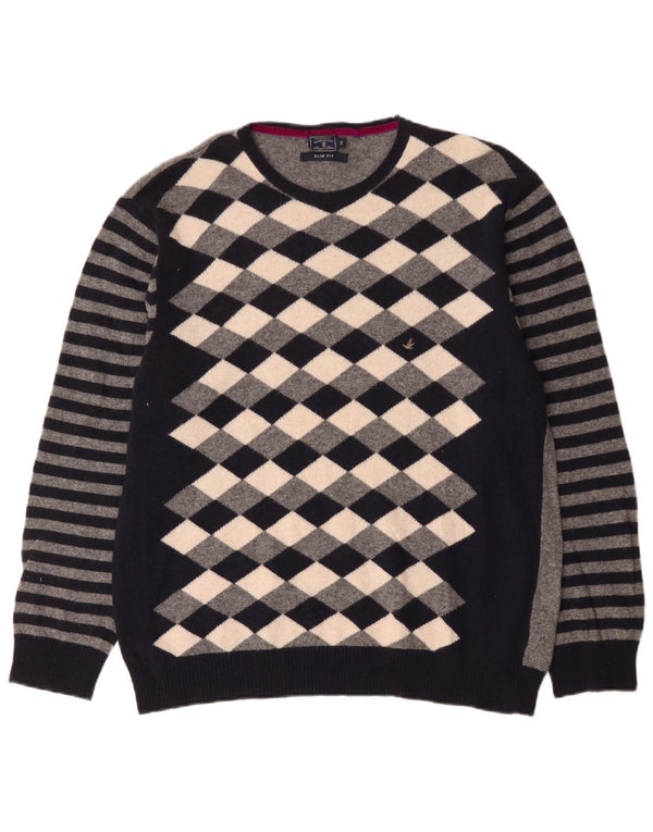 Brooksfield Ανδρικό πουλόβερ με λαιμόκαυμα IT 58 2XL Navy Blue