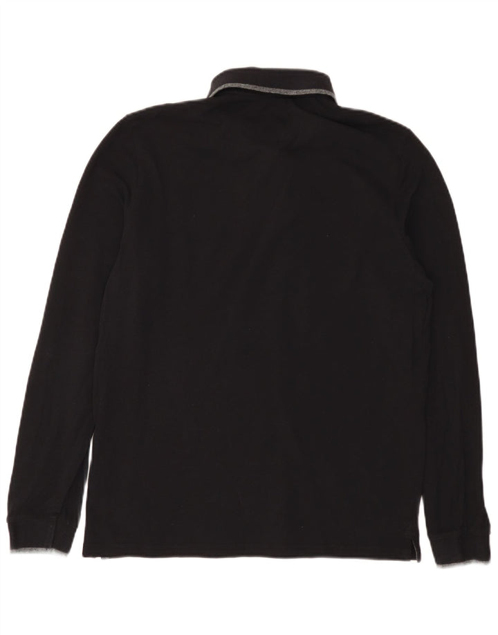 CHAMPION Ανδρικό μακρυμάνικο μπλουζάκι πόλο, μικρό μαύρο βαμβακερό