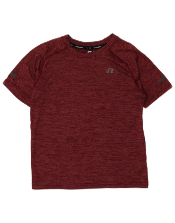 Russell Athletic Boys T-shirt Top 7-8 ετών Medium Burgundy Flecked Nylon
