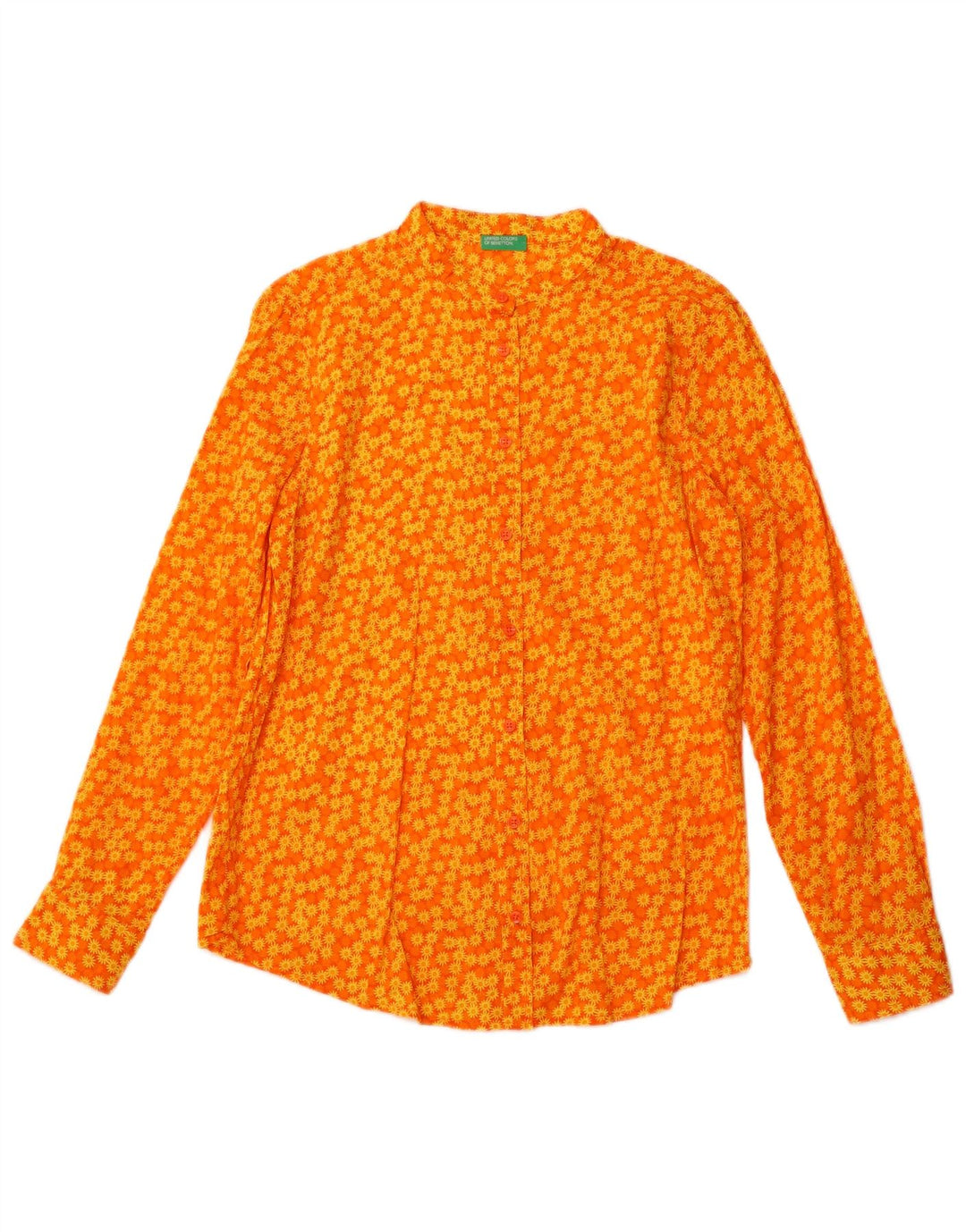 BENETTON Γυναικείο πουκάμισο Μπλούζα UK 12 Medium Orange Floral