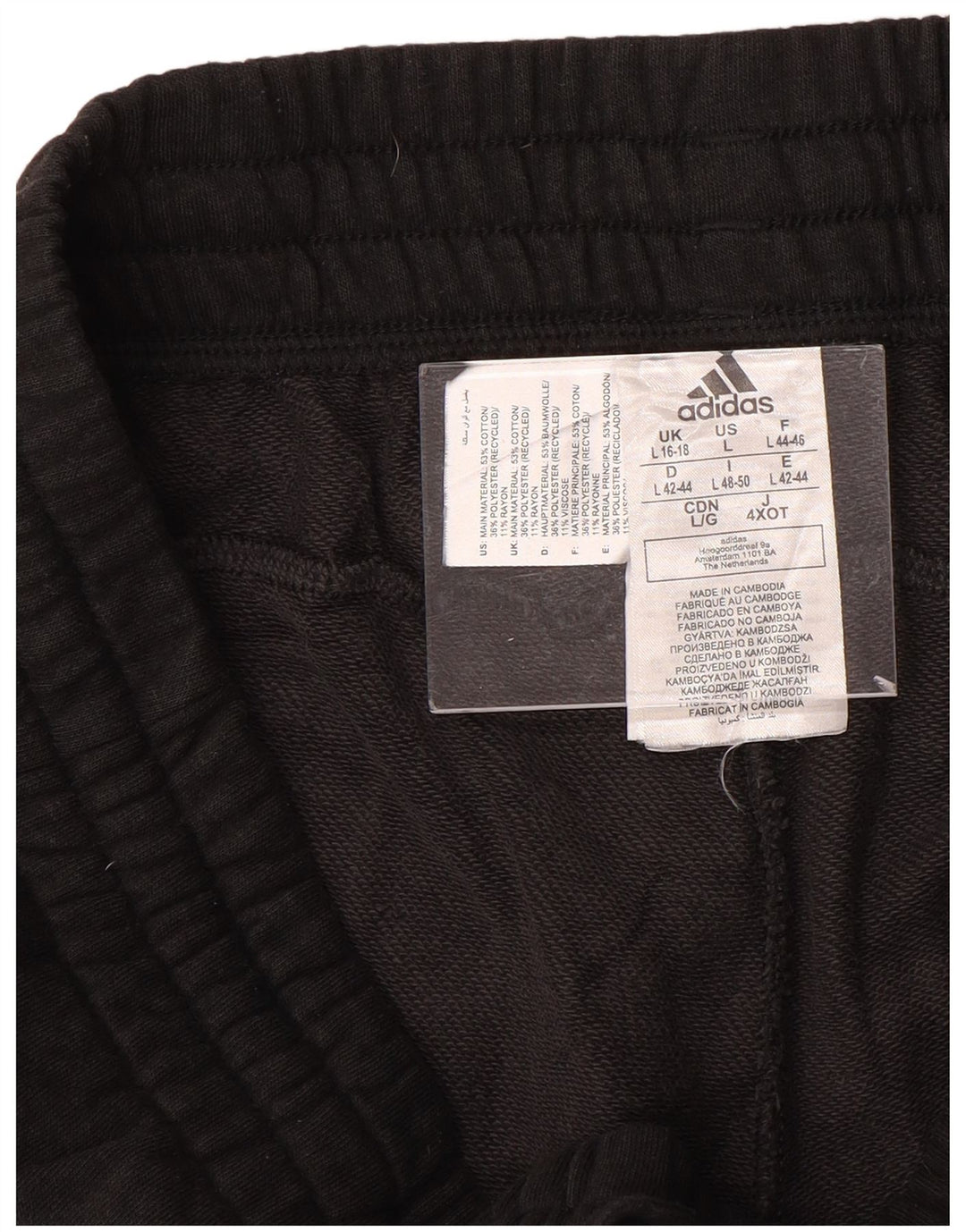 Γυναικεία αθλητική φόρμα ADIDAS γραφικά παντελόνια Joggers UK 16/18 Large Black