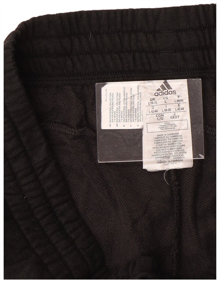 Γυναικεία αθλητική φόρμα ADIDAS γραφικά παντελόνια Joggers UK 16/18 Large Black